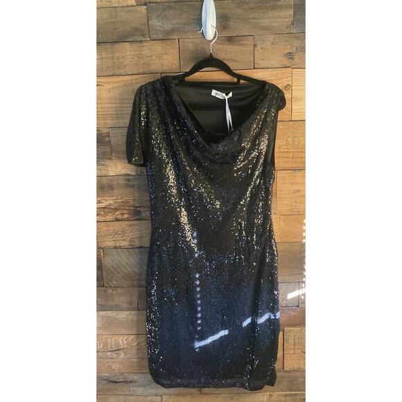Grace Karin Size M Black Sequins One Shoulder Party Dress Short Sleeve - Picture 1 of 6